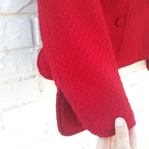 Nipon Boutique Red Tweed Blazer 12P - Picture 5 of 5